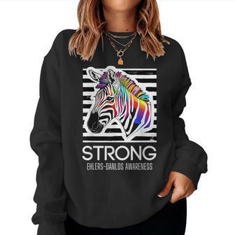 Ehlers-Danlos Awareness Eds Rainbow Zebra Strong Women Sweatshirt - Thegiftio UK