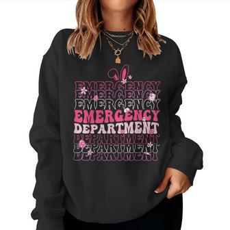 Emergency Department Er Nurse Bunny Easter Day Er Nurse Life Women Sweatshirt - Seseable