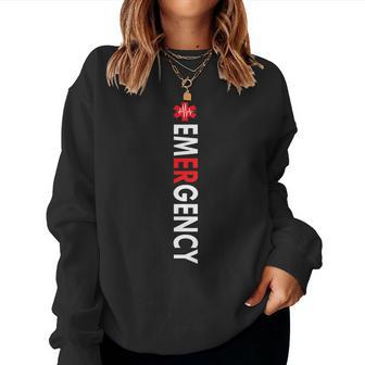 Emergency Department Emergency Room Nurse On Back Women Sweatshirt - Monsterry
