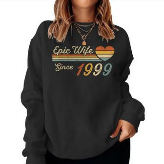Epic Wife Since 1999 Vintage Wedding Anniversary Women Sweatshirt - Monsterry