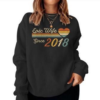 Epic Wife Since 2018 Vintage Wedding Anniversary Women Sweatshirt - Monsterry