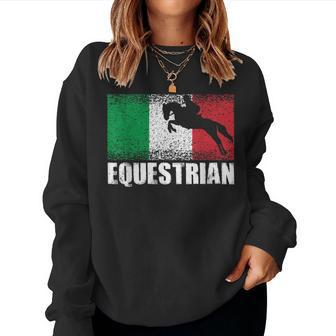 Equestrian Sport Italy Flag Italian Horse Rider Women Sweatshirt - Monsterry CA