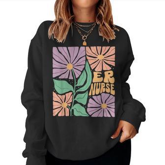 Er Flower Emergency Room Nurse Spring Er Team Er Tech Women Sweatshirt - Monsterry CA