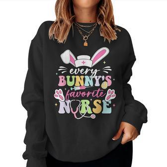 Every Bunny's Favorite Nurse Cute Easter Bunny Nurse Squad Women Sweatshirt | Mazezy
