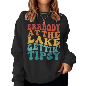 Everybody In The Lake Getting Tipsy Retro Groovy Lake Life Women Sweatshirt - Seseable