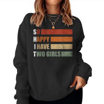 Father Of 2 Daughters Retro Papaon Zwei Girls' Sweatshirt Frauen - Geschenkecke