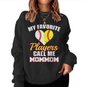 My Favorite Players Call Me Mommom Baseball Softball Mom Mom Women Sweatshirt - Monsterry