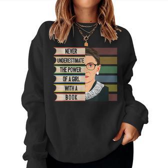 Feminist Ruth Bader Ginsburg Rbg Quote Girl With Book Women Women Sweatshirt - Thegiftio UK