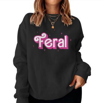 Feral Girl Summer Rap Trap Pink Retro Womens Women Sweatshirt - Seseable