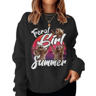 Feral Girl Summer Vintage Feral Girl Summer Raccoon Women Sweatshirt - Monsterry UK