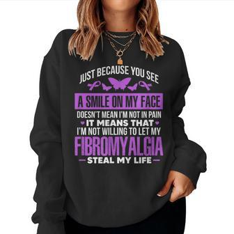 Fibromyalgie Fibro Warrior Purple Bow Butterfly Women Sweatshirt - Thegiftio UK