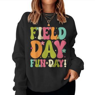 Field Day Fun Day Last Day Of School Groovy Teacher Student Women Sweatshirt - Monsterry