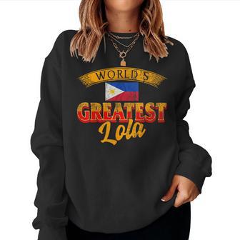 Filipino Grandma Greatest Lola Flag Philippines Women Sweatshirt - Monsterry DE