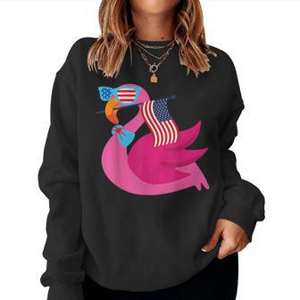 Flamingo Sunglasses Usa American Flag Cute 4Th Of July Women Sweatshirt - Monsterry DE