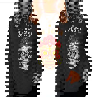 Floral Sugar Skull La Jefa Dia De Los Muertos Cuello Sudadera Mujer - Regaloses