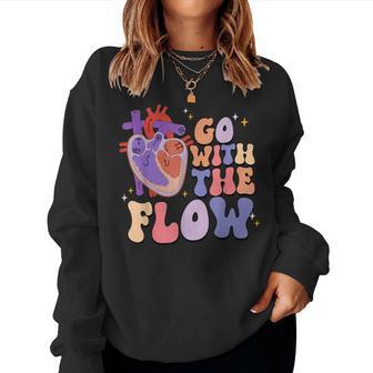 The Flow Of The Heart Cardiac Nurse Cardiology Sonographer Women Sweatshirt - Monsterry