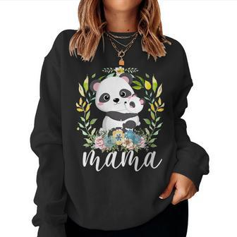 Flowers Mom & Cute Baby Panda Animal Mama Mother's Day Women Sweatshirt - Monsterry UK