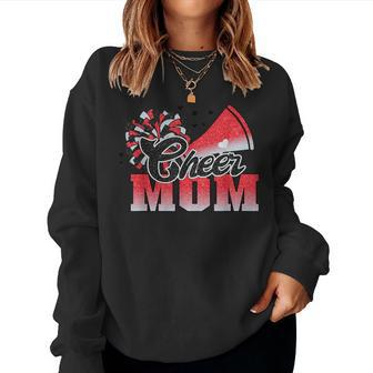 Football Cheer Mom Red Black Pom Leopard Women Sweatshirt | Mazezy CA