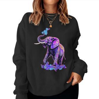 Forget Me Not Elephant Trunk Up Alzheimer's Awareness Women Sweatshirt - Thegiftio UK