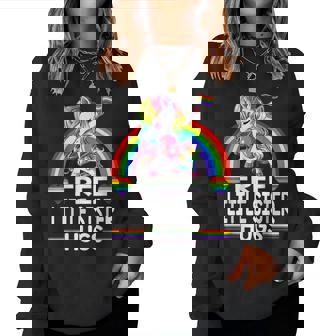 Free Little Sister Hugs Unicorn Lgbt Pride Rainbow Women Sweatshirt | Mazezy