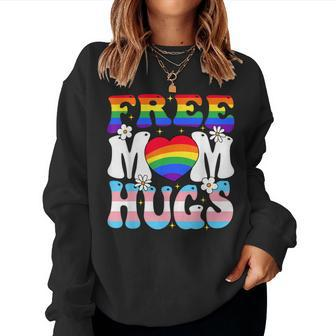 Free Mom Hug Transgender Lesbian Gay Lgbt Pride Rainbow Flag Women Sweatshirt - Seseable