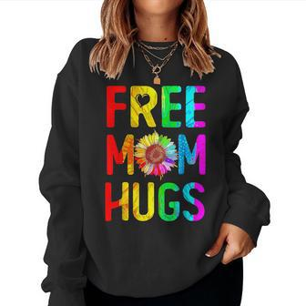 Free Mom Hugs Gay Pride Lgbt Daisy Rainbow Flower Mother Day Women Sweatshirt - Seseable