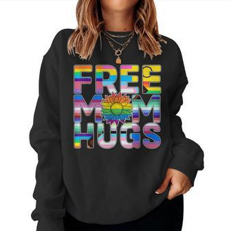 Free Mom Hugs Lgbt Pride Mom Daisy Flower Lesbian Mother Day Women Sweatshirt - Thegiftio UK