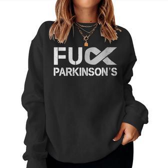 Fuck Fu Parkinson's Disease Awareness Month Silver Ribbon Women Sweatshirt - Monsterry CA