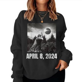 2024 Solar Eclipse Chicken Selfie Meme Women Sweatshirt | Mazezy