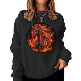Burning Horse Outfit For Horses Flames Lovers Women Sweatshirt - Thegiftio UK