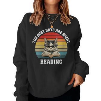 Cat Reading Quote Vintage Reading Lovers' Idea Women Sweatshirt - Monsterry