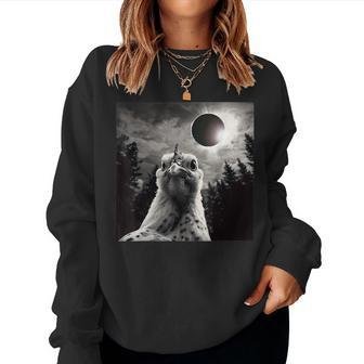 Chicken Selfie With Total Solar Eclipse 2024 Women Sweatshirt - Monsterry
