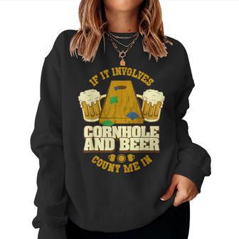 Cornhole Vintage Beer Corn Hole Game Player Cornholer Women Sweatshirt - Monsterry UK