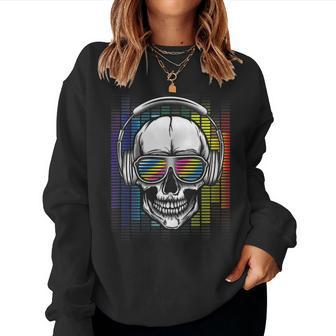 Edm Rainbow Skull Dj Rave Edm Party Women Sweatshirt - Monsterry UK