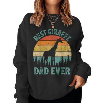 Giraffe Vintage Best Giraffe Dad Ever Father's Day Women Sweatshirt - Monsterry