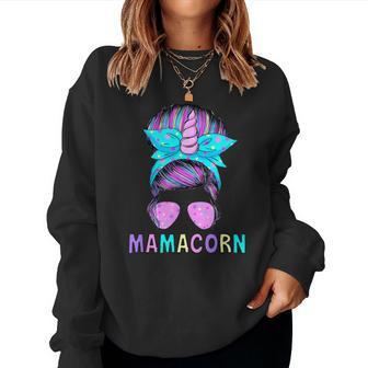 Mamacorn Unicorn Messy Bun Mom Mother's Day Girl Women Women Sweatshirt | Mazezy