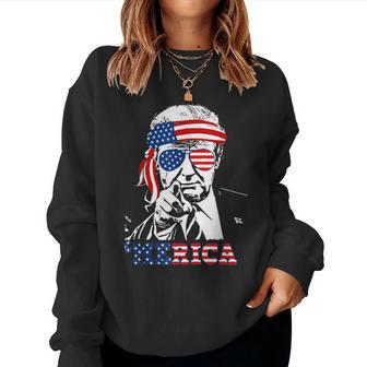 'Merica Trump 4Th Of July Us American Flag Women Women Sweatshirt - Monsterry CA