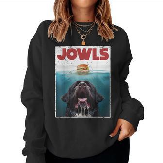 Newfoundland Dog Newfie Lab Jowls Burger Dog Mom Dad Women Sweatshirt - Seseable