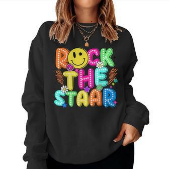 Rock The Test Testing Day Teacher Student Motivational Women Sweatshirt | Mazezy UK