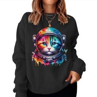 Space CatCat Astronaut For Cat Lover Women Sweatshirt | Mazezy UK