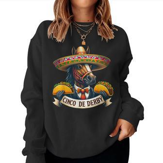 Taco Horse Racing Vintage Cinco De Derby Horse Women Sweatshirt | Mazezy