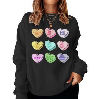 Teacher Valentines Day Conversation Heart School Women Sweatshirt - Monsterry