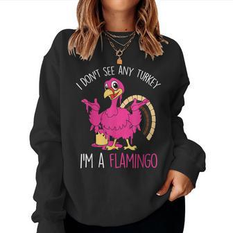 Thanksgiving Turkey Pink Flamingo Pun Women Sweatshirt - Monsterry