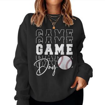 Game Day Vibes Girls Mom Baseball Life Women Sweatshirt - Seseable
