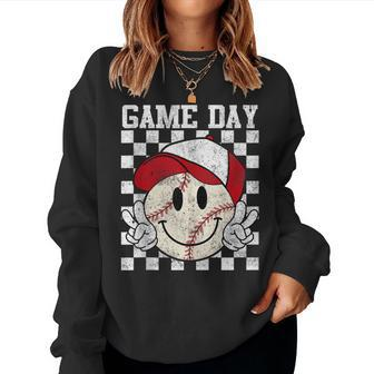 Game Day Vibes Girls Mother's Baseball Life Women Sweatshirt - Seseable
