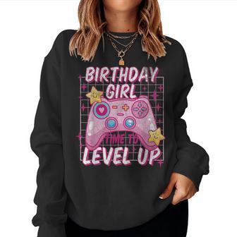 Gamer Girl Birthday Level Up Video Games Cute Kawaii Retro Women Sweatshirt - Monsterry UK