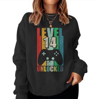 Gaming Vintage 14Th Birthday 14 Year Old Boy Girl Gamer Women Sweatshirt - Thegiftio UK
