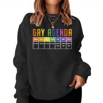 Gay Agenda Lgbtq Rainbow Flag Pride Month Ally Support Women Sweatshirt - Monsterry UK