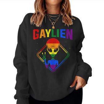 Gay Alien Lgbtq Pride Colorful Rainbow Sign Women Sweatshirt - Monsterry AU