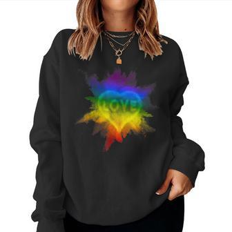 Gay Flag Pride Rainbow Top Exploding Love Lgbtq Flag Women Sweatshirt - Seseable